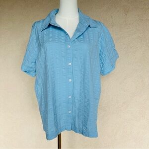 Orvis Sky Blue Button Down Waffle Shirt